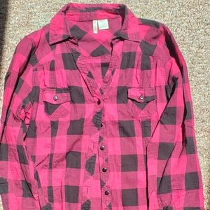 Pink and black flannel shirt